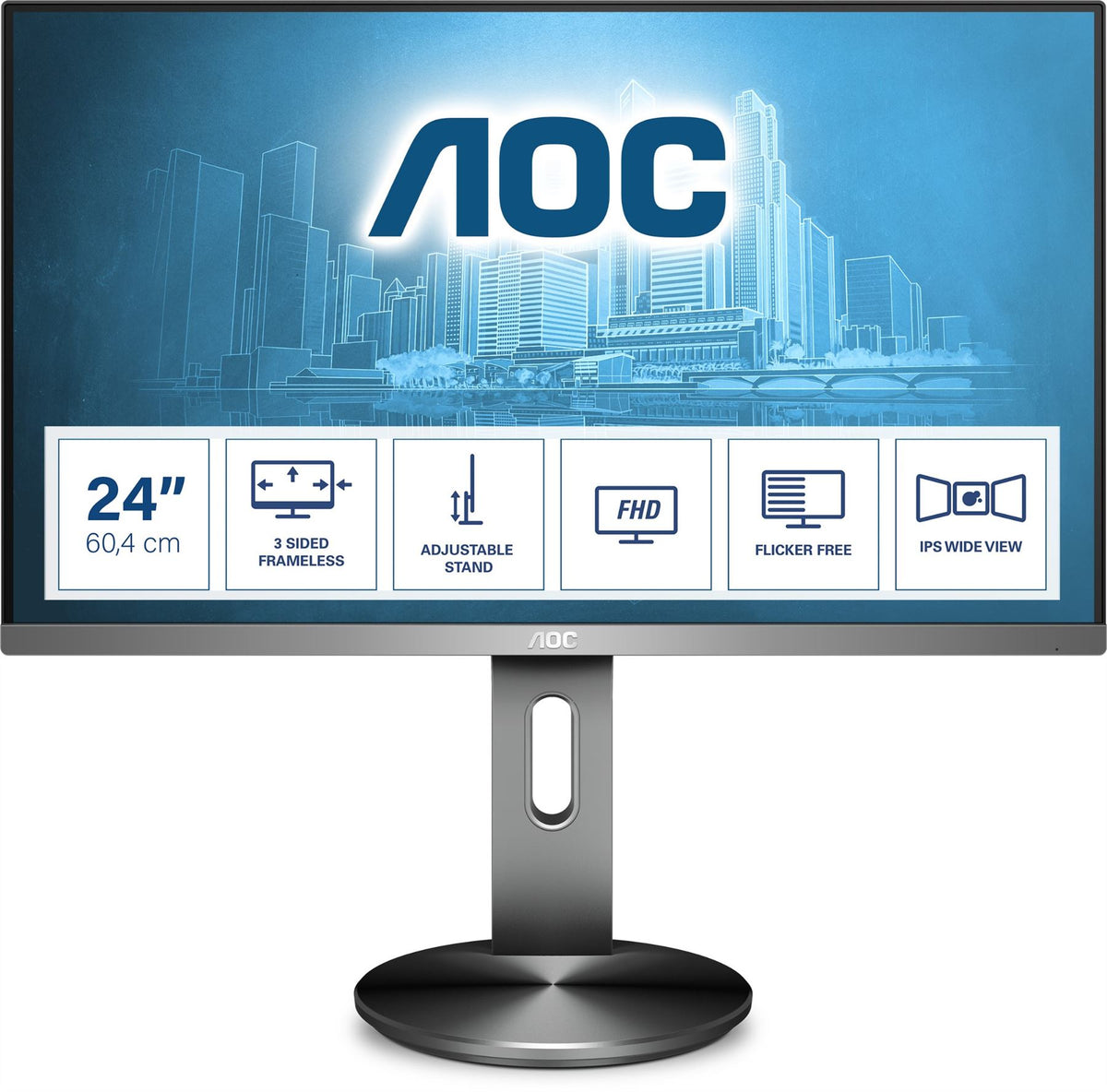 AOC 90 Series I2490PXQU/BT Computer Monitor 60.5 cm (23.8&quot;) 1920 x 1080 pixels Full HD LED Black