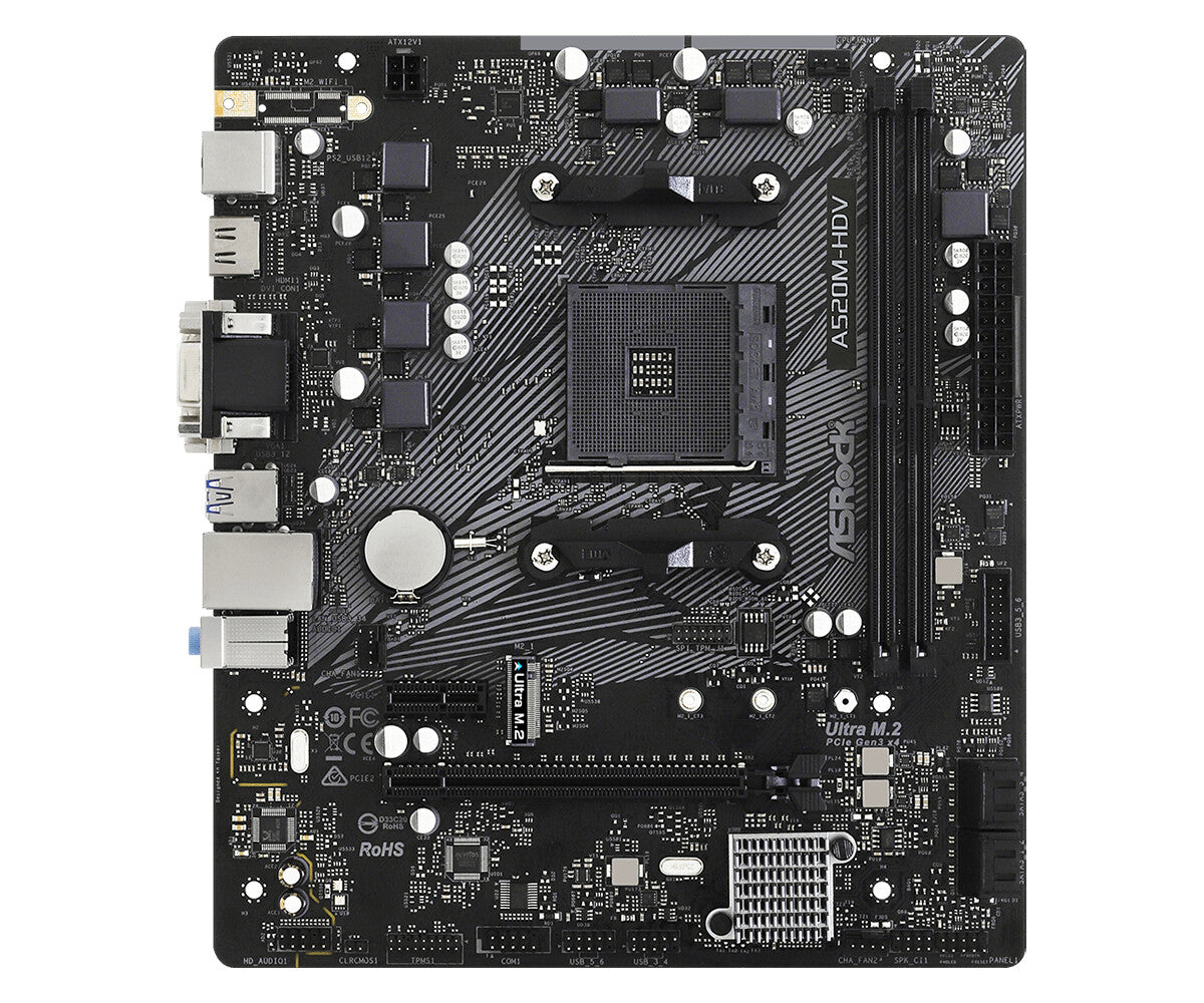 Asrock A520M-HDV micro ATX motherboard - AMD A520 Socket AM4