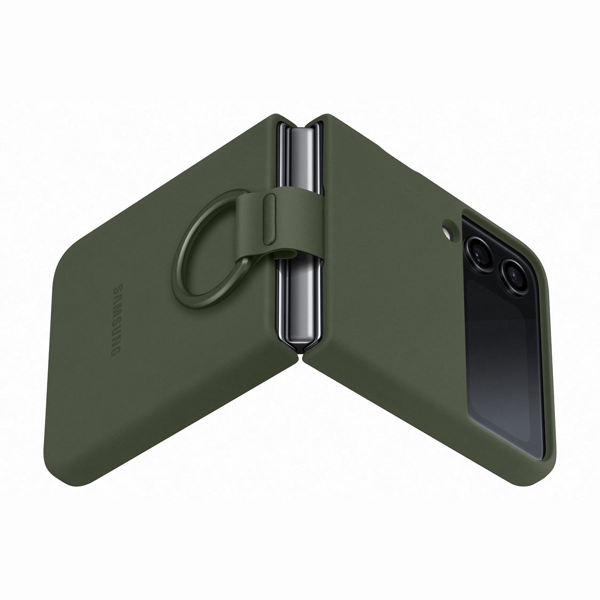 Samsung Silicone Cover With Ring for Galaxy Z Flip4 in Khaki