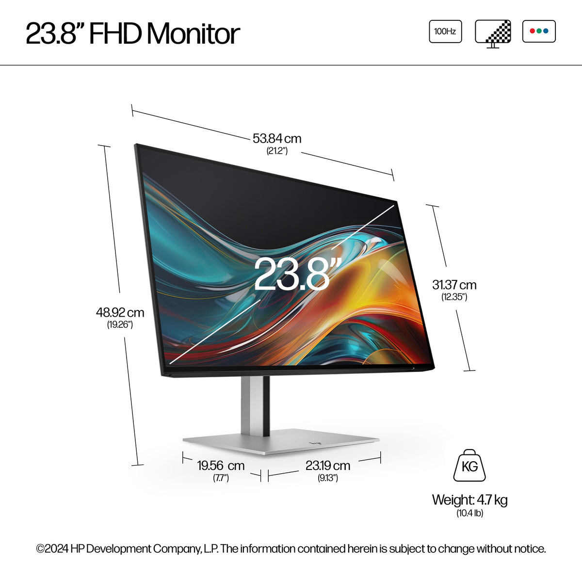 HP Series 7 Pro 724PF - 60.5 cm (23.8&quot;) - 1920 x 1080 pixels Full HD Monitor