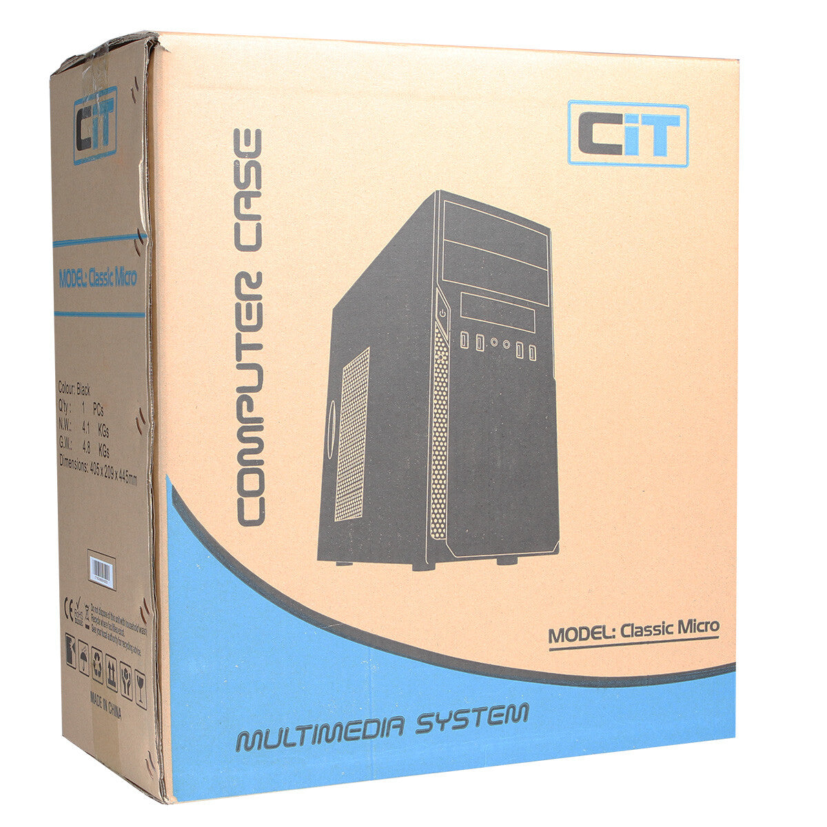 CiT CLASSIC MICRO - MicroATX Mid Tower Case in Black w/ 500W PSU