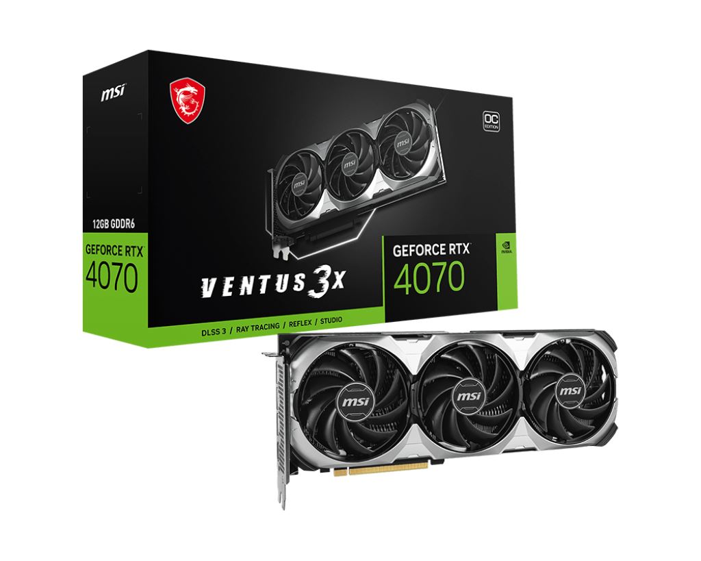 MSI VENTUS 3X E1 OC - NVIDIA 12 GB GDDR6X GeForce RTX 4070 graphics card