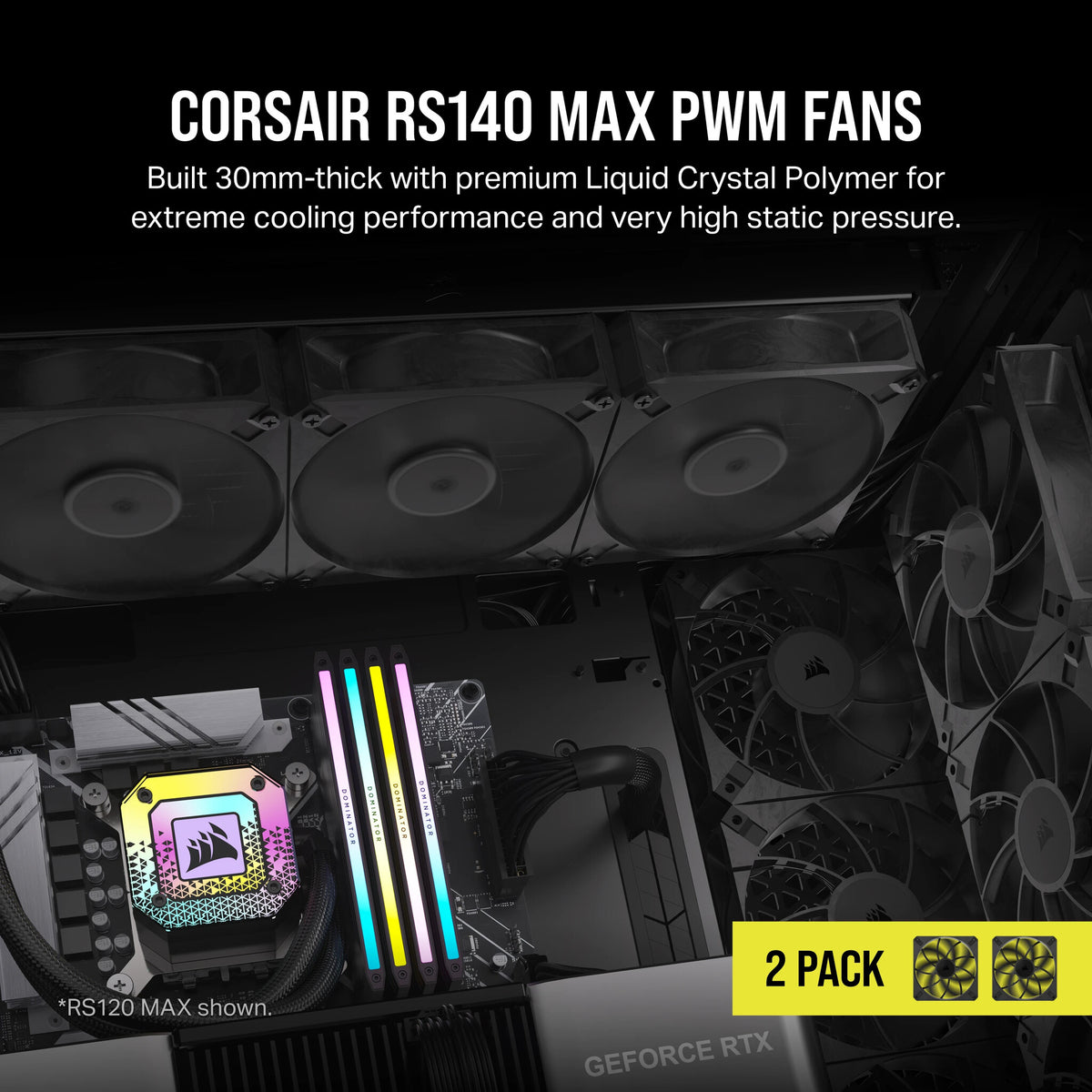 Corsair RS140 MAX - Computer Case Fan in Black - 140mm (Pack of 2)