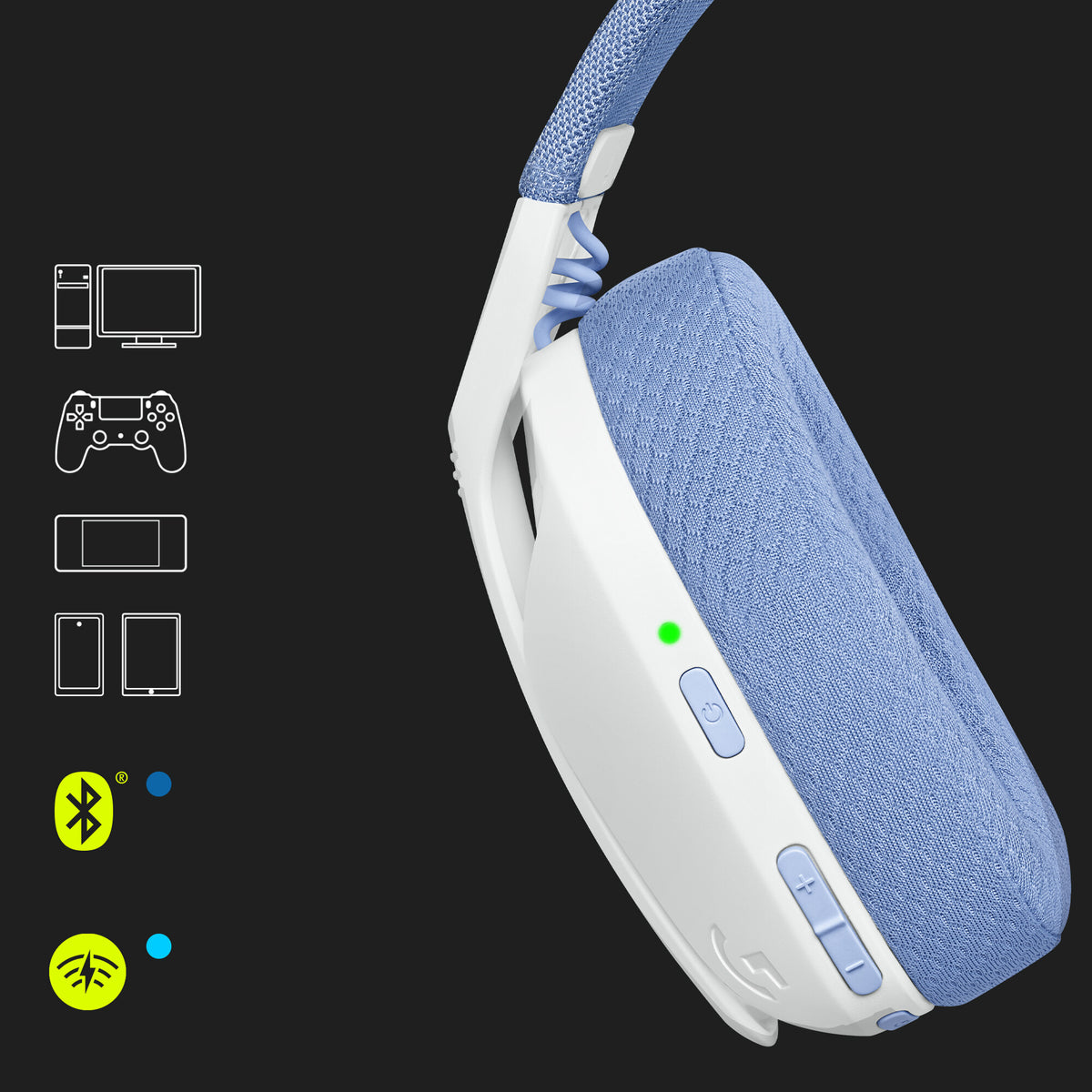 Logitech G - G435 LIGHTSPEED Wireless Gaming Headset in White
