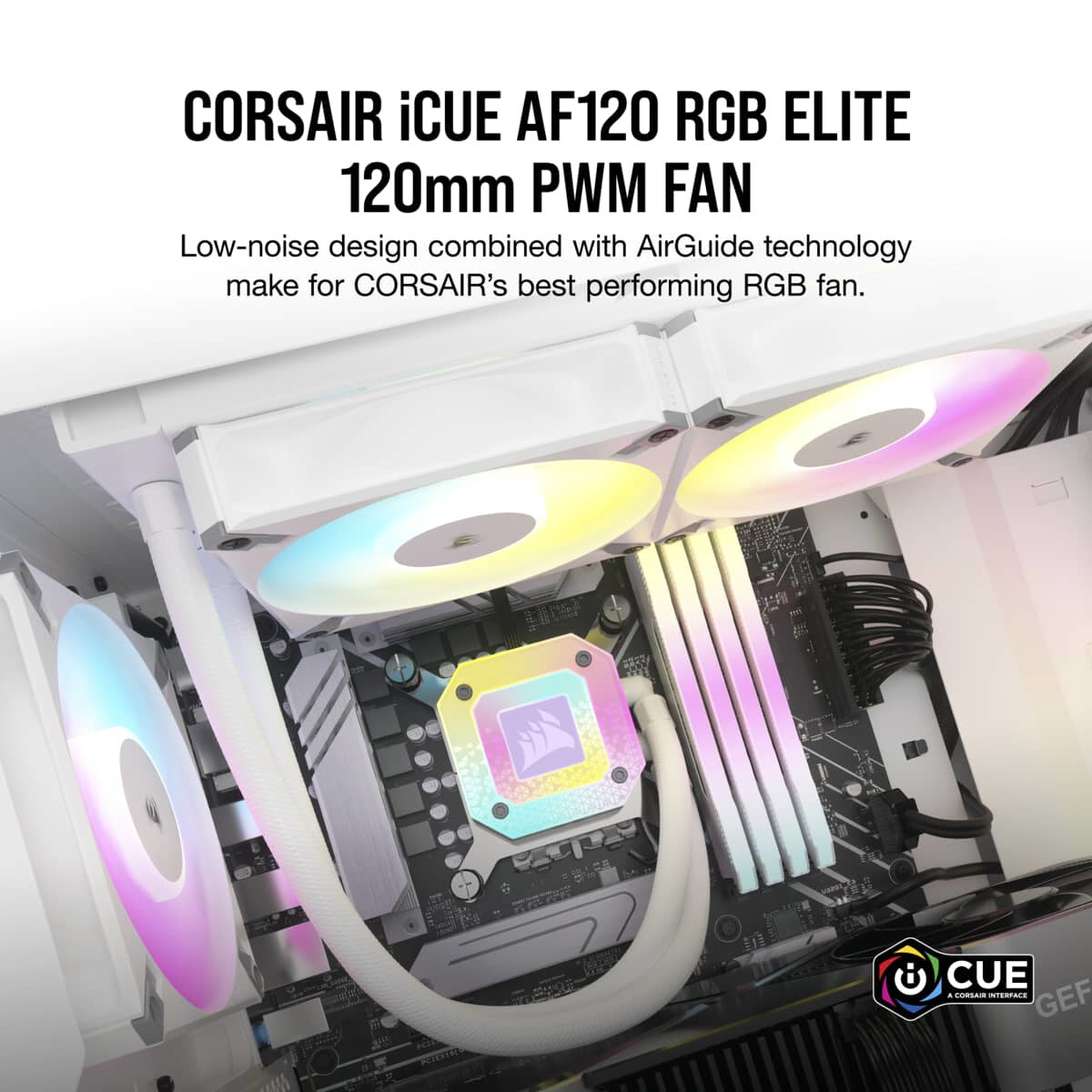Corsair iCUE AF120 RGB ELITE - PWM Computer Case Fan in White - 120 mm