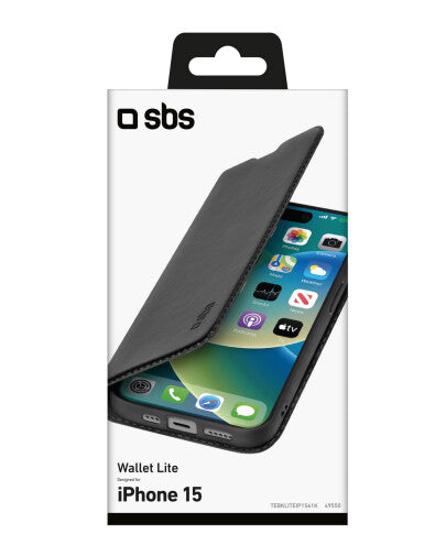 SBS Wallet Lite mobile phone case for iPhone 15 in Black