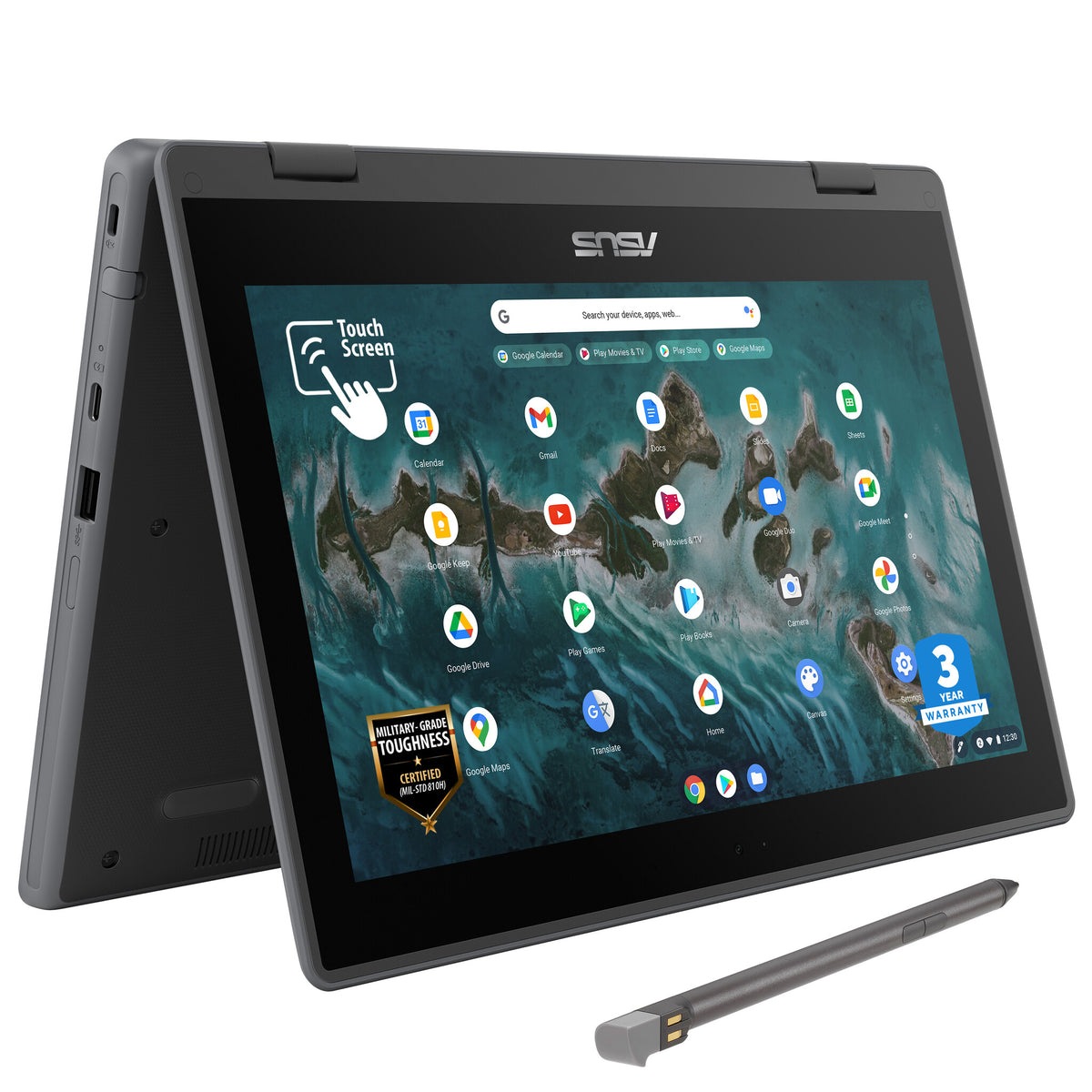 ASUS Chromebook Flip CR1 - 29.5 cm (11.6&quot;) - Touchscreen - Intel® Celeron® N4500 - 4 GB LPDDR4x-SDRAM - 64 GB eMMC - Wi-Fi 6 - ChromeOS - Grey