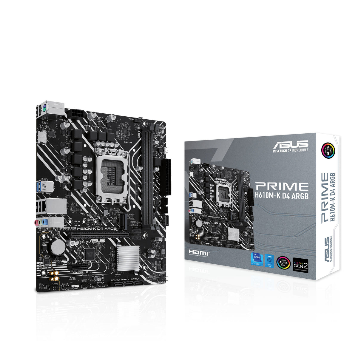 ASUS PRIME H610M-K D4 ARGB micro ATX motherboard - Intel H610 LGA 1700