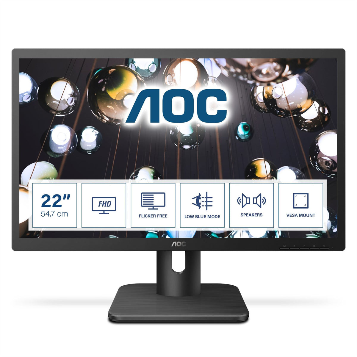 AOC E1 22E1D Computer Monitor 54.6 cm (21.5&quot;) 1920 x 1080 pixels Full HD LED Black