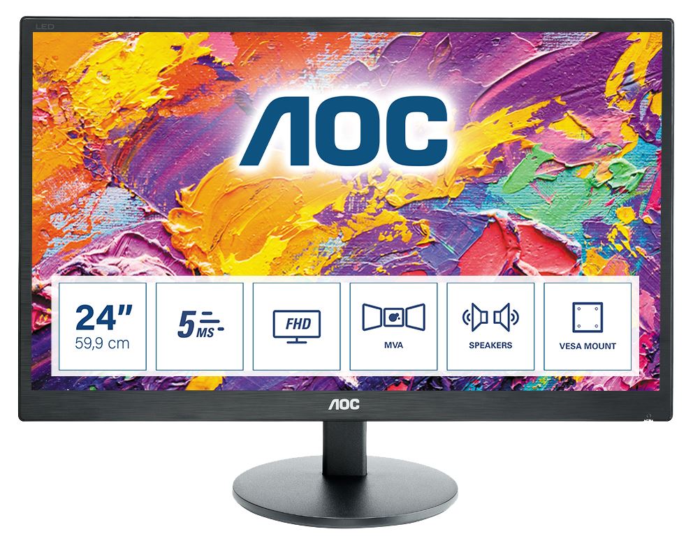 AOC M2470SWH LED display 59.9 cm (23.6&quot;) 1920 x 1080 pixels Full HD Black Monitor