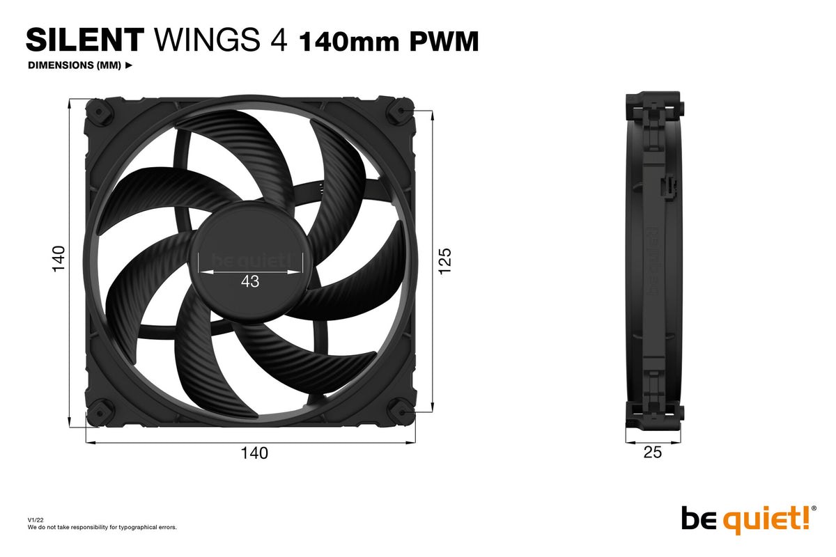 be quiet! SILENT WINGS 4 PWM - Computer Case Fan in Black - 140mm