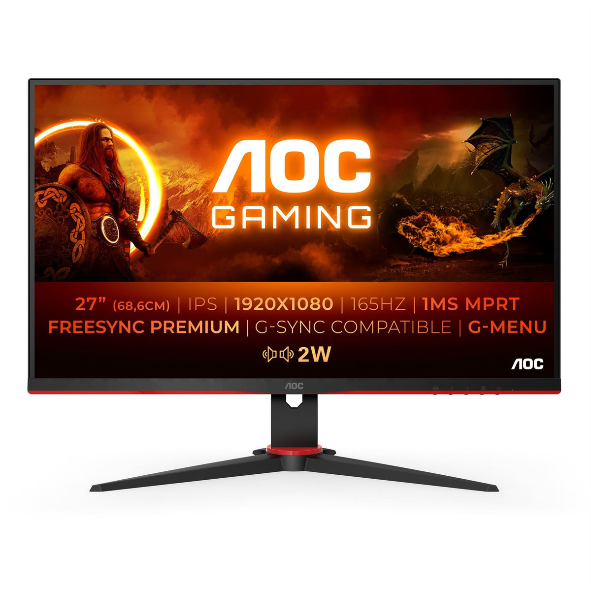 AOC G2 27G2SPAE/BK LED display 68.6 cm (27&quot;) 1920 x 1080 pixels Full HD Black, Red Monitor