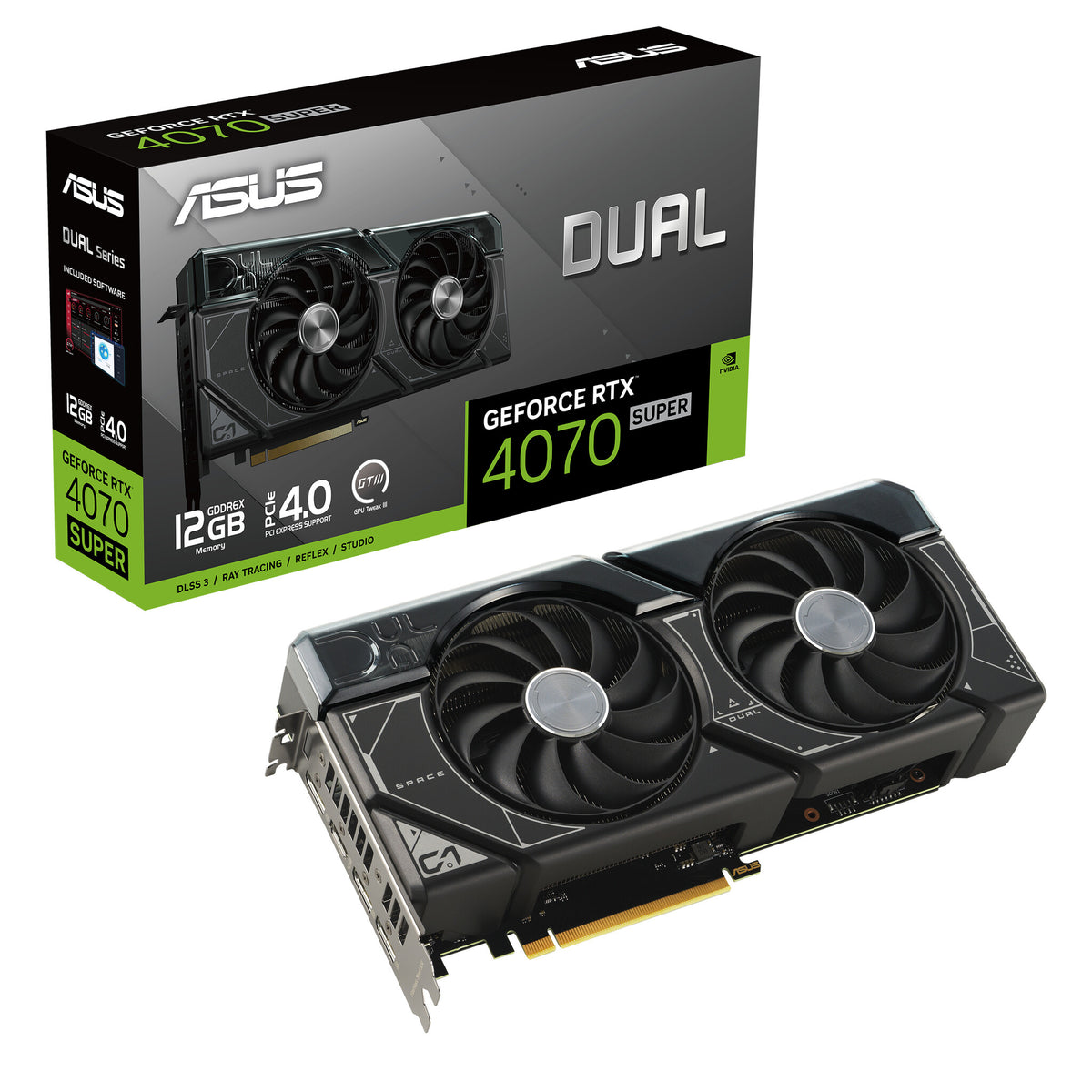 ASUS Dual - NVIDIA 12 GB GDDR6X GeForce RTX 4070 SUPER graphics card
