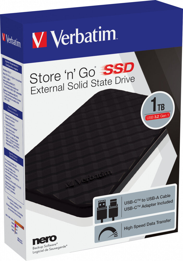 Verbatim Store &#39;n&#39; Go - USB 3.2 Gen 1 Portable SSD - 1 TB