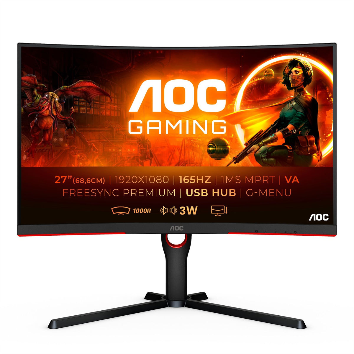 AOC C27G3U/BK Computer Monitor 68.6 cm (27&quot;) 1920 x 1080 pixels Full HD LED Black, Red