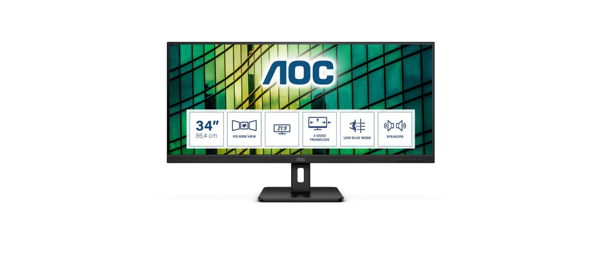 AOC E2 Q34E2A LED display 86.4 cm (34&quot;) 2560 x 1080 pixels Full HD+ Black Monitor