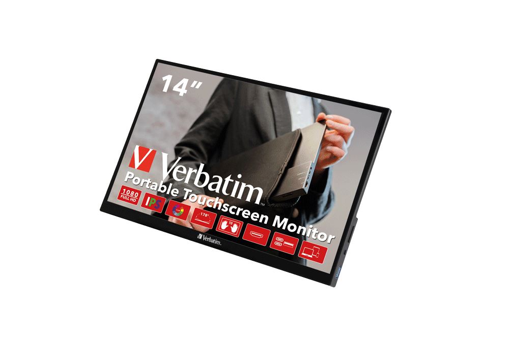 Verbatim 49591 computer monitor 35.6 cm (14&quot;) 1920 x 1080 pixels Full HD Touchscreen Black