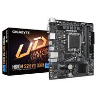Gigabyte H610M S2H V3 DDR4 Motherboard - Supports Intel Core 14th CPUs, 4+1+1 Hybrid Digital VRM, up to 3200MHz DDR4, 1xPCIe 3.0 M.2, GbE LAN , USB 3.2 Gen 1
