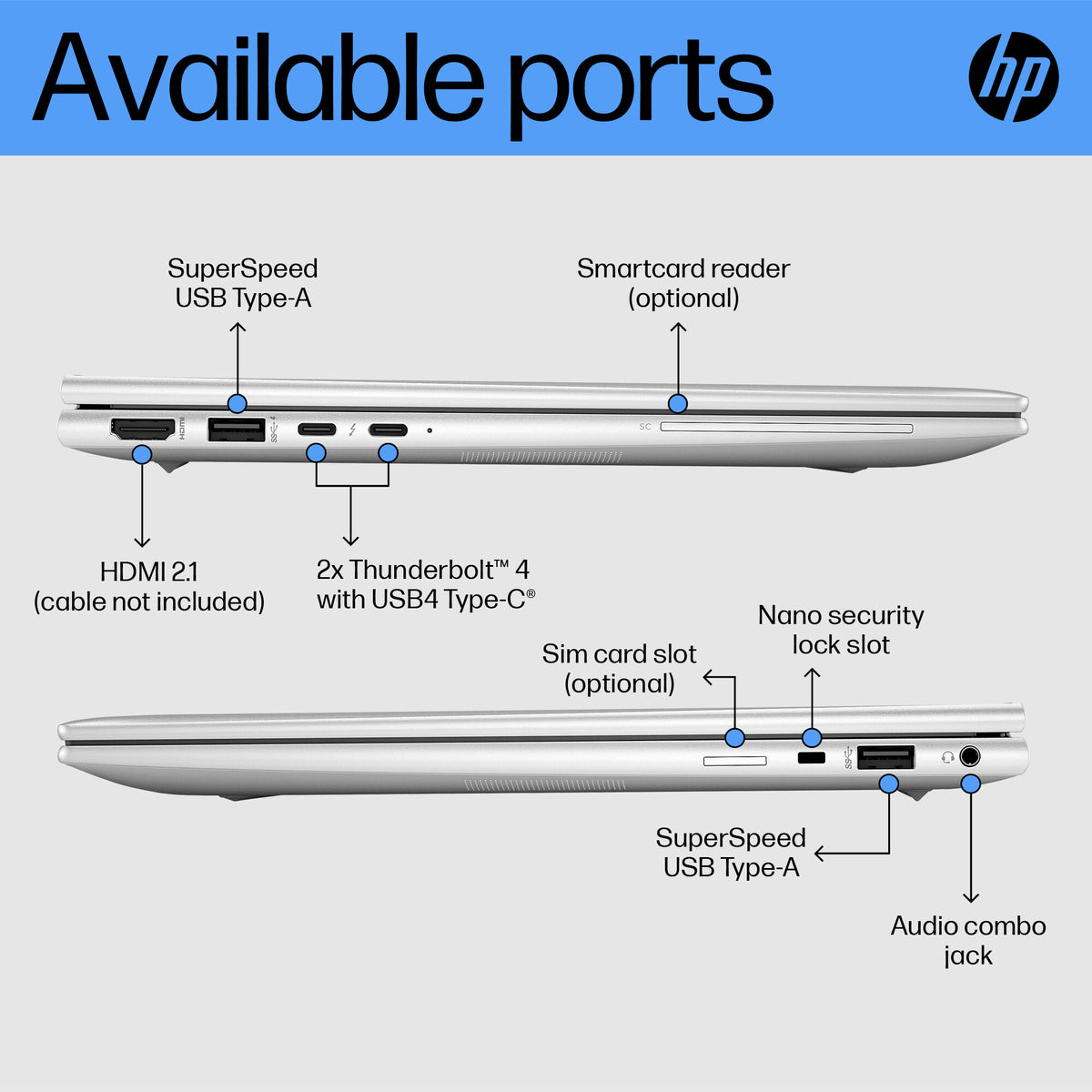 HP EliteBook 830 13 G10 Laptop - 33.8 cm (13.3&quot;) - Intel® Core™ i5-1335U - 8 GB LPDDR5-SDRAM - 256 GB SSD - Wi-Fi 6E - Windows 11 Pro - Silver