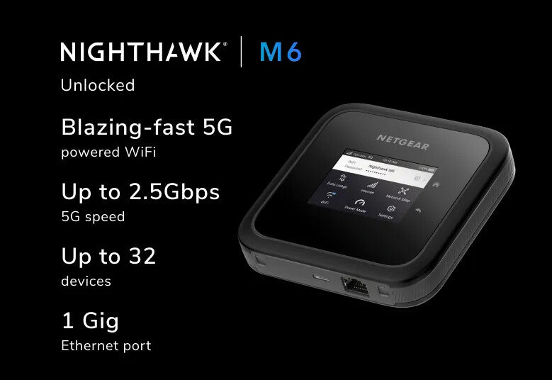 NETGEAR Nighthawk M6 - 5G WiFi 6 Mobile Hotspot Cellular Network Router