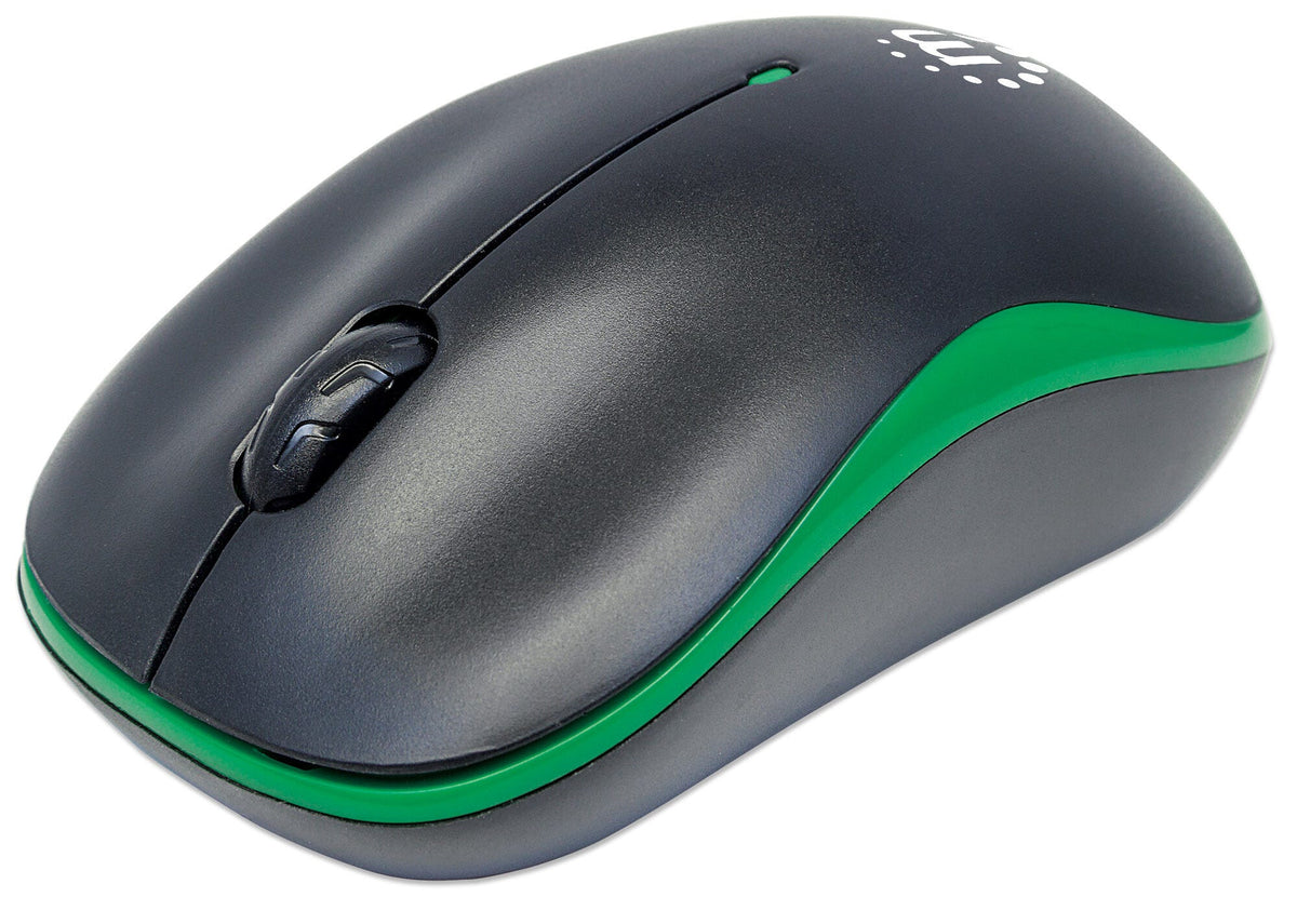 Manhattan Success 2.4Ghz Wireless Optical Mouse in Black/Green - 1,000dpi