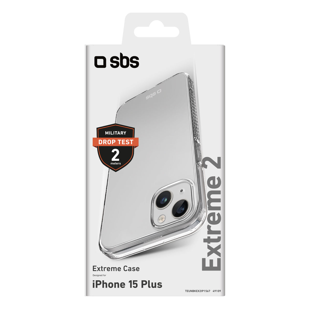 SBS Extreme X2 mobile phone case for iPhone 15 Plus in Transparent