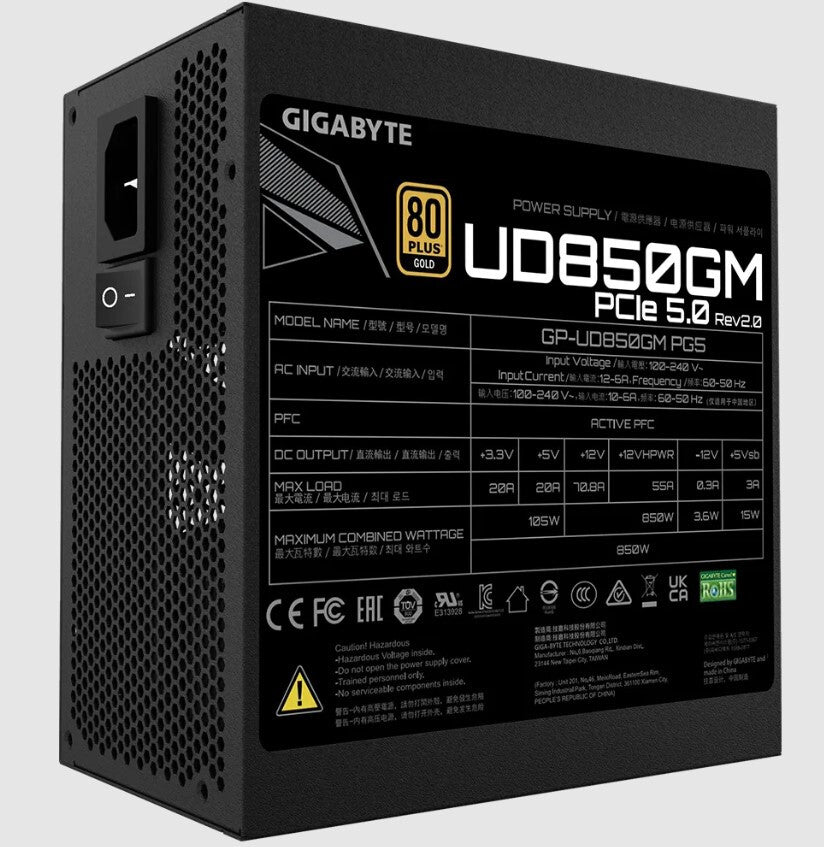 Gigabyte GP-UD850GM PG5 - 850W 80+ Gold Fully Modular Power Supply Unit