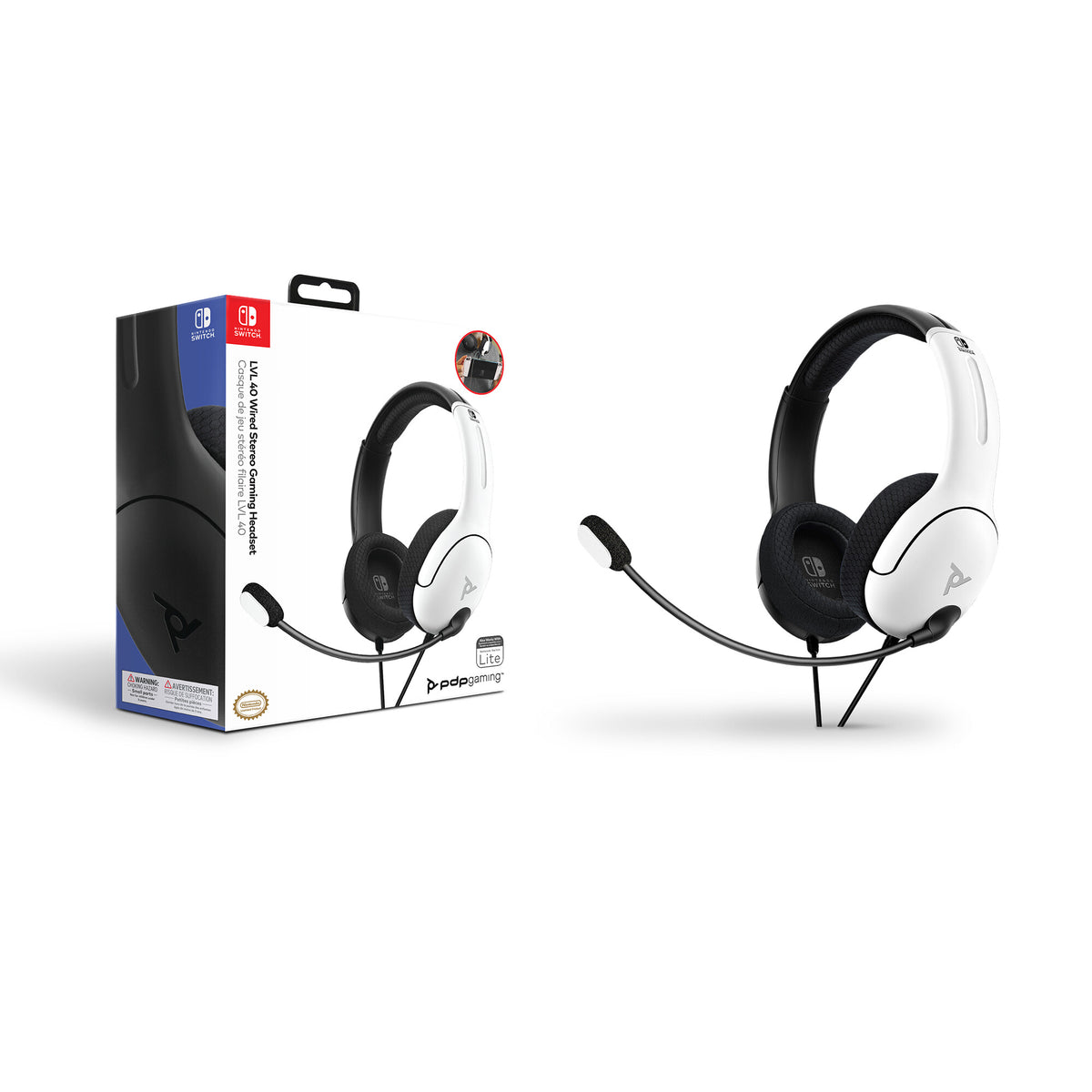 PDP LVL40 - AIRLITE Wired Gaming Headset in Black / White for Nintendo Switch