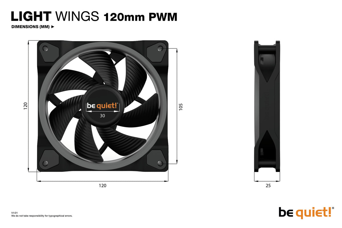 be quiet! Light Wings - ARGB PWM Case Fan in Black - 120mm