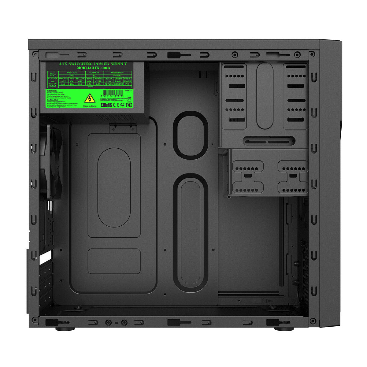 CiT CLASSIC MICRO - MicroATX Mid Tower Case in Black w/ 500W PSU