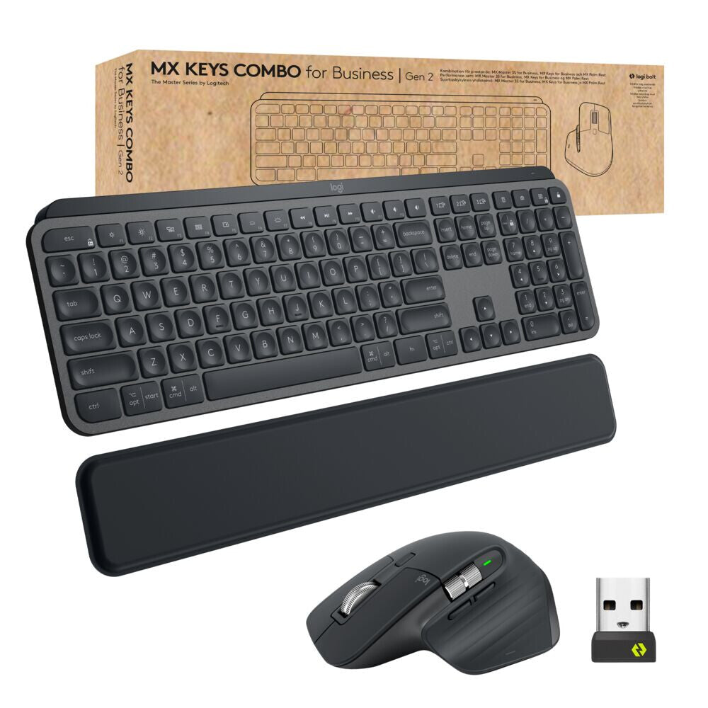 Logitech MX Keys S Combo for Business (Gen 2) -  RF Wireless + Bluetooth Mouse + Wireless QWERTY German Keyboard