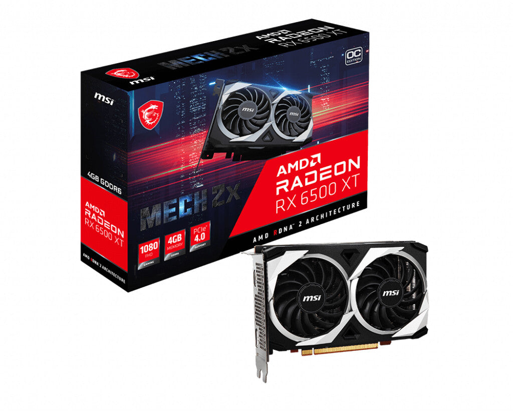 MSI MECH 2X 4G OC - AMD 4 GB GDDR6 Radeon RX 6500 XT graphics card
