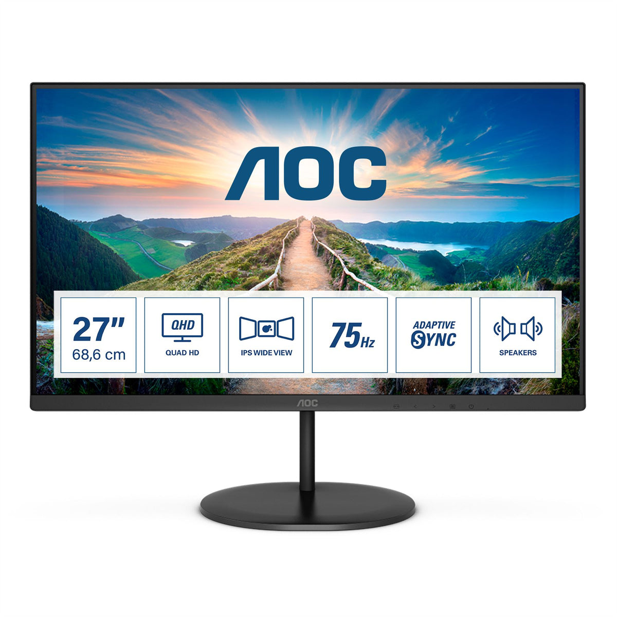 AOC V4 Q27V4EA LED display 68.6 cm (27&quot;) 2560 x 1440 pixels 2K Ultra HD Black Monitor