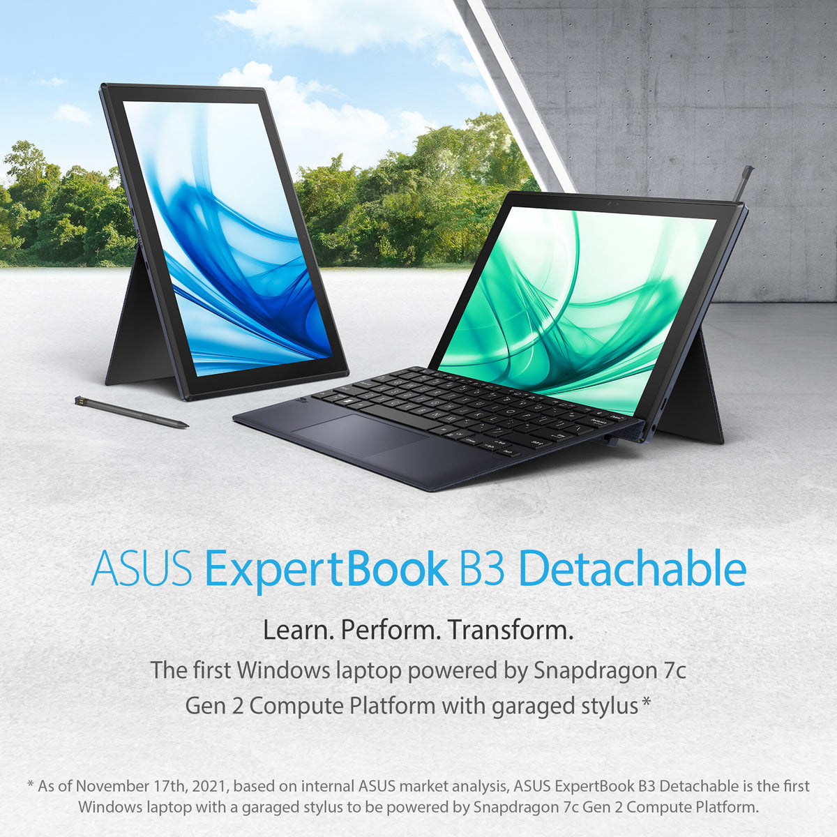 ASUS ExpertBook B3 Detachable Hybrid (2-in-1) - 26.7 cm (10.5&quot;) - Touchscreen - Qualcomm Snapdragon 7c (Gen 2) - 8 GB LPDDR4x-SDRAM - 128 GB eMMC - Wi-Fi 5 - Windows 11 Pro - Black