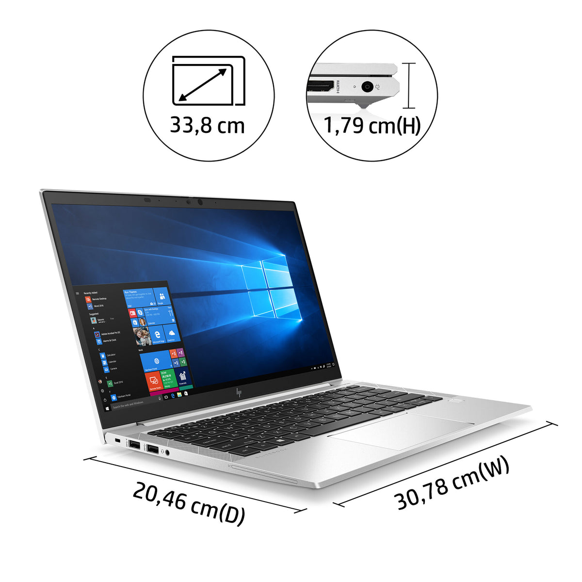 HP EliteBook 830 G7 Laptop 33.8 cm (13.3&quot;) - Intel® Core™ i5-10210U - 8 GB DDR4-SDRAM - 256 GB SSD - Wi-Fi 6 - Windows 10 Pro - Silver