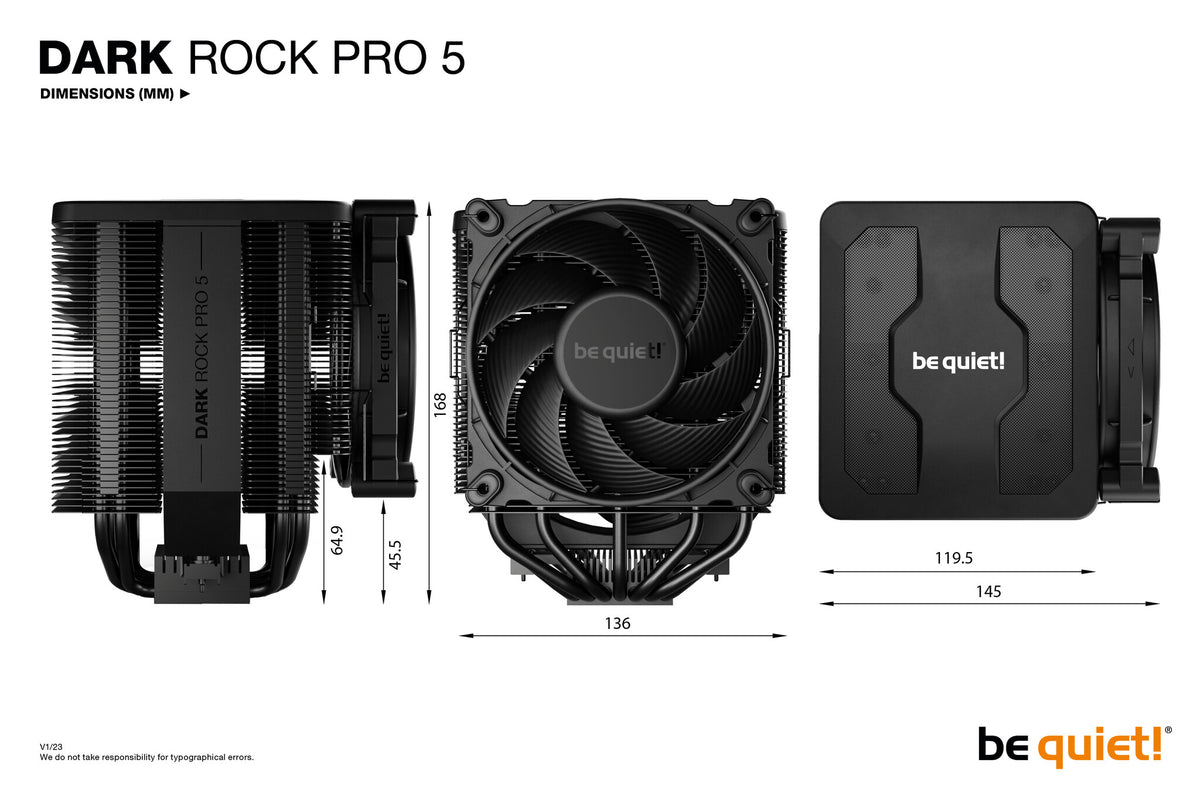 be quiet! Dark Rock Pro 5 - Air Processor Cooler in Black - 120/135mm