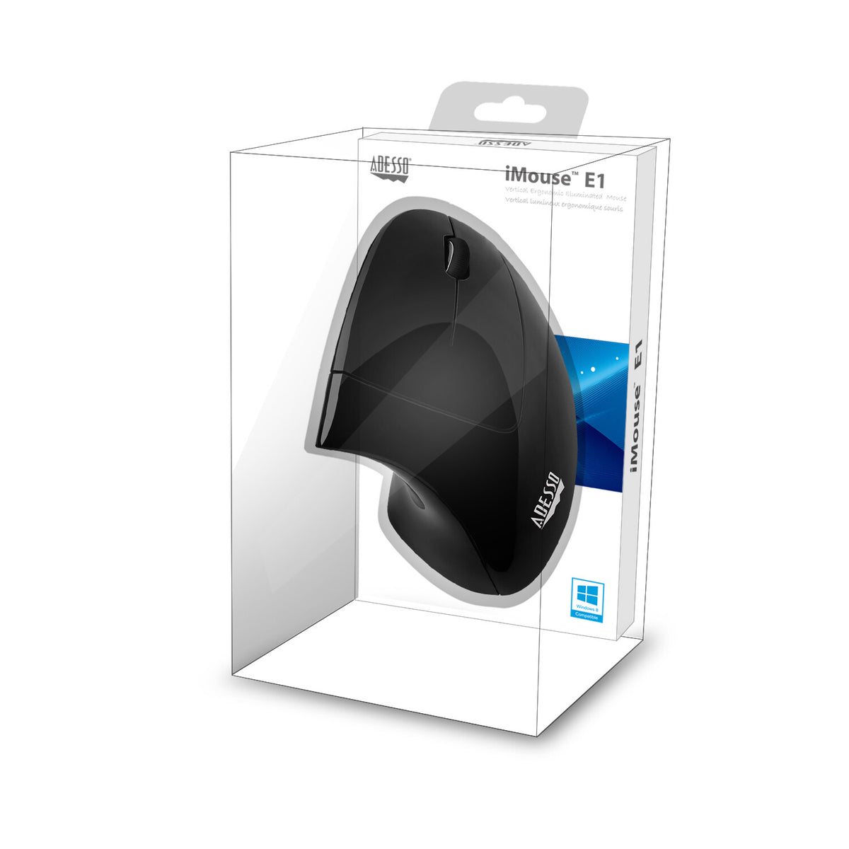 Adesso iMouse E1 - Vertical Ergonomic Illuminated Mouse - 1,600 DPI