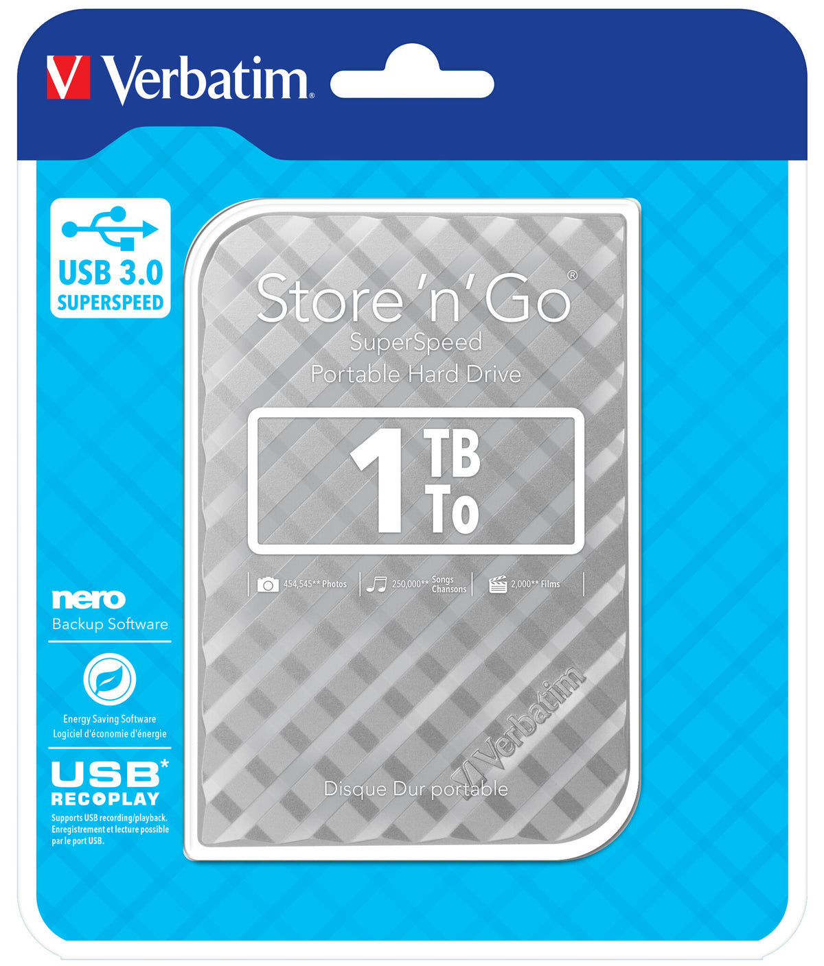 Verbatim Store &#39;n&#39; Go USB 3.0 External hard drive in Silver - 1 TB