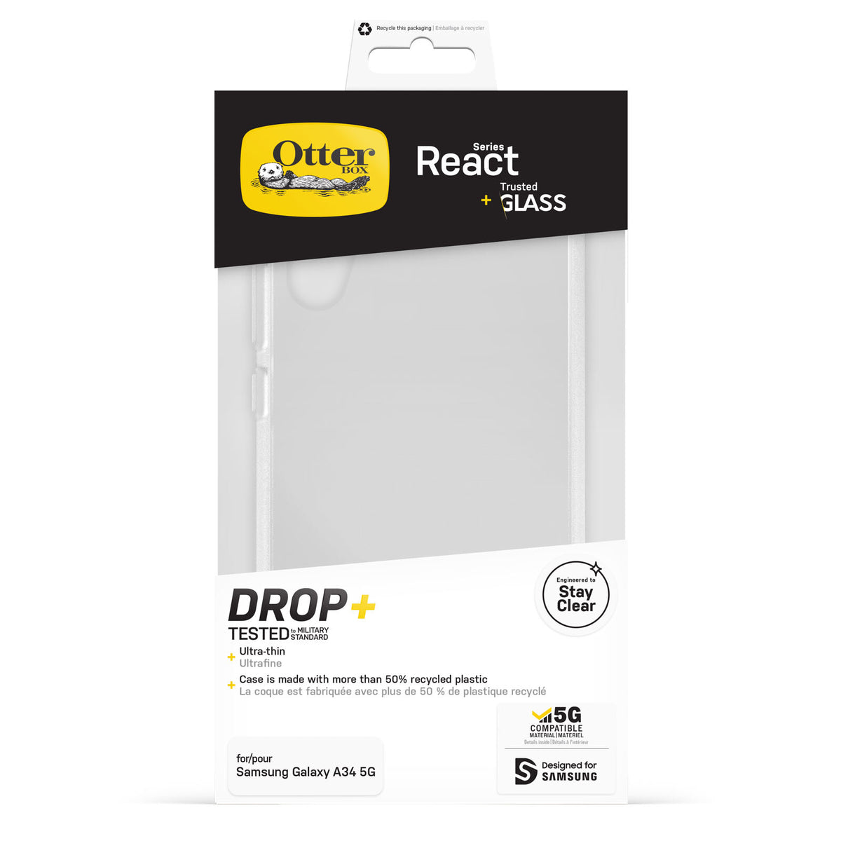 OtterBox Drop Protection Bundle for Galaxy A34 (5G) in Clear