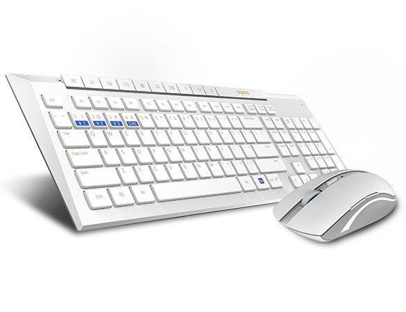 Rapoo 8200M keyboard Mouse included RF Wireless White