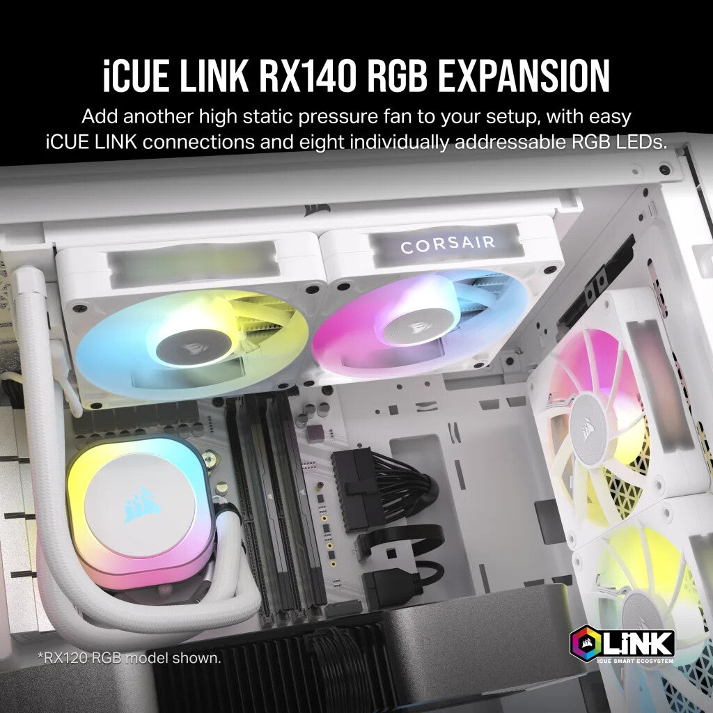 Corsair iCUE LINK RX140 RGB - Computer Case Fan in White - 140mm