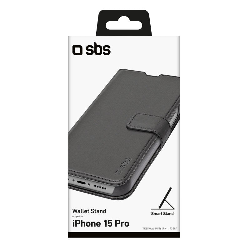 SBS Book Wallet mobile phone case for iPhone 15 Pro in Black