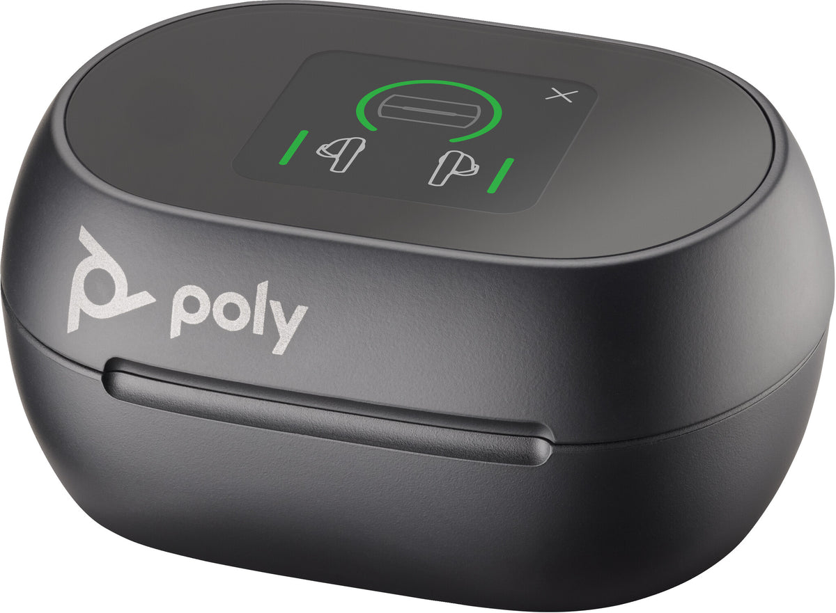 POLY Voyager Free 60+ UC - True Wireless Stereo (TWS) Earbuds in Carbon Black + BT700 USB-C Adapter + Touchscreen Charge Case