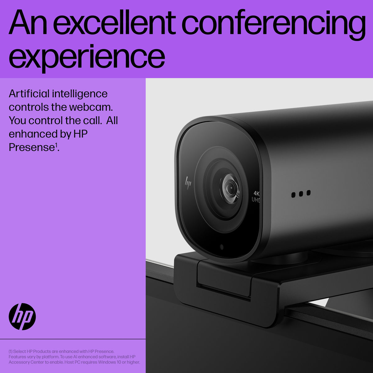 HP 965 4K Streaming - 8MP 3840 x 2160p webcam