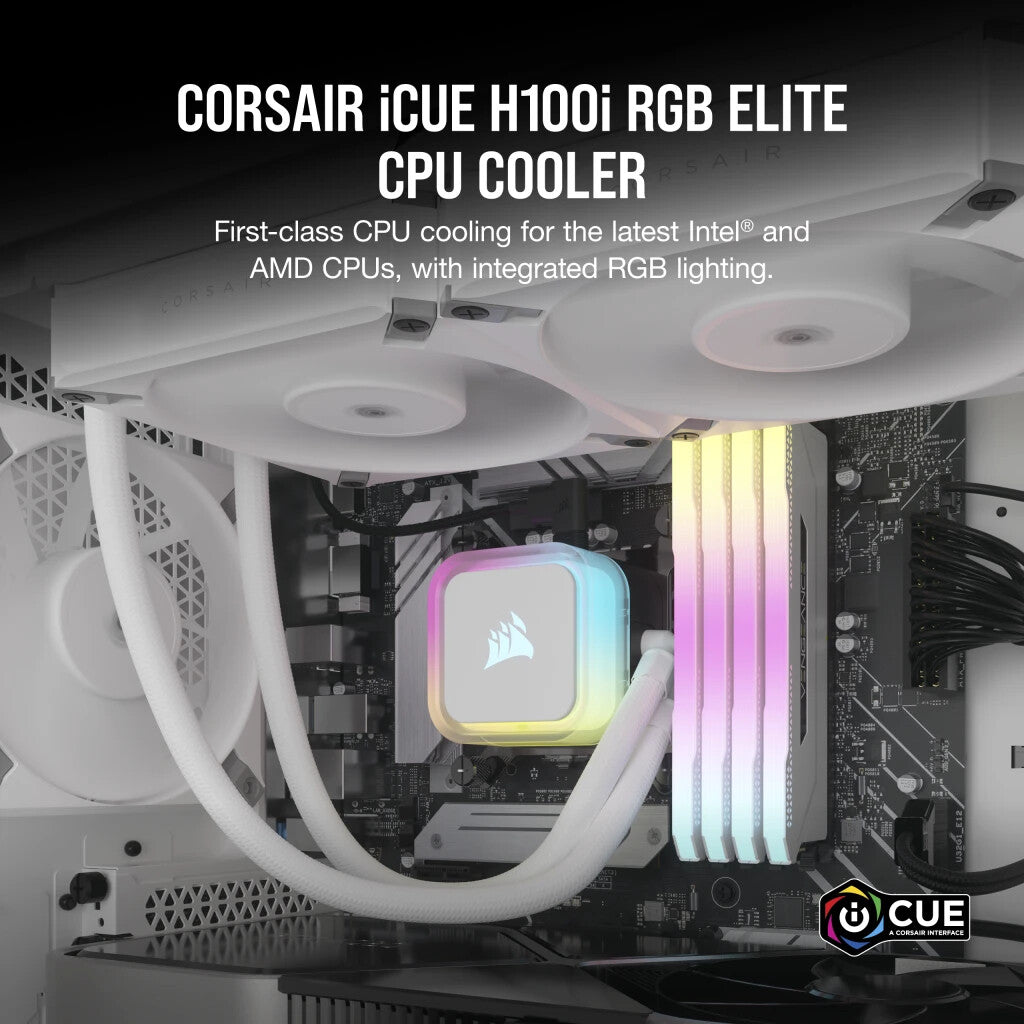 Corsair H100I Elite - All-in-one Liquid Processor Cooler in White - 120mm
