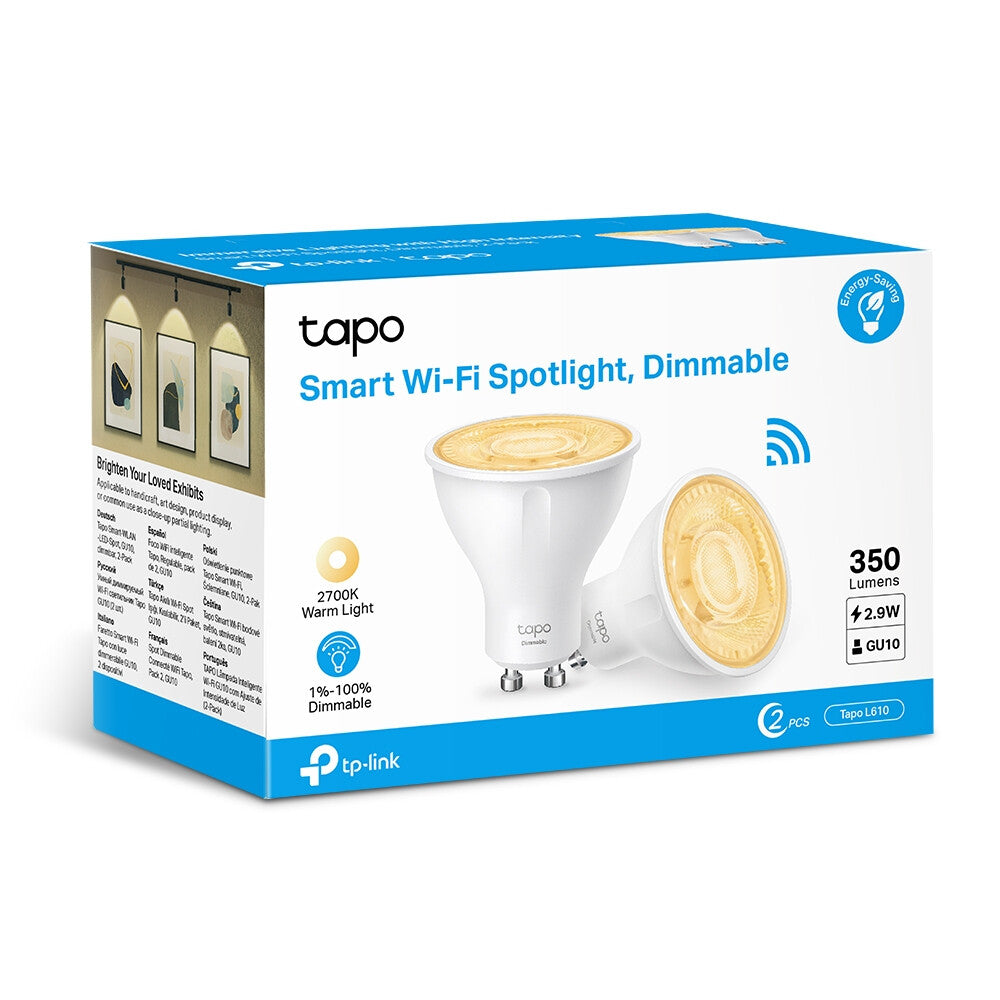 TP-Link Tapo Smart Wi-Fi Lightbulb - Dimmable - GU10 (Pack of 2)