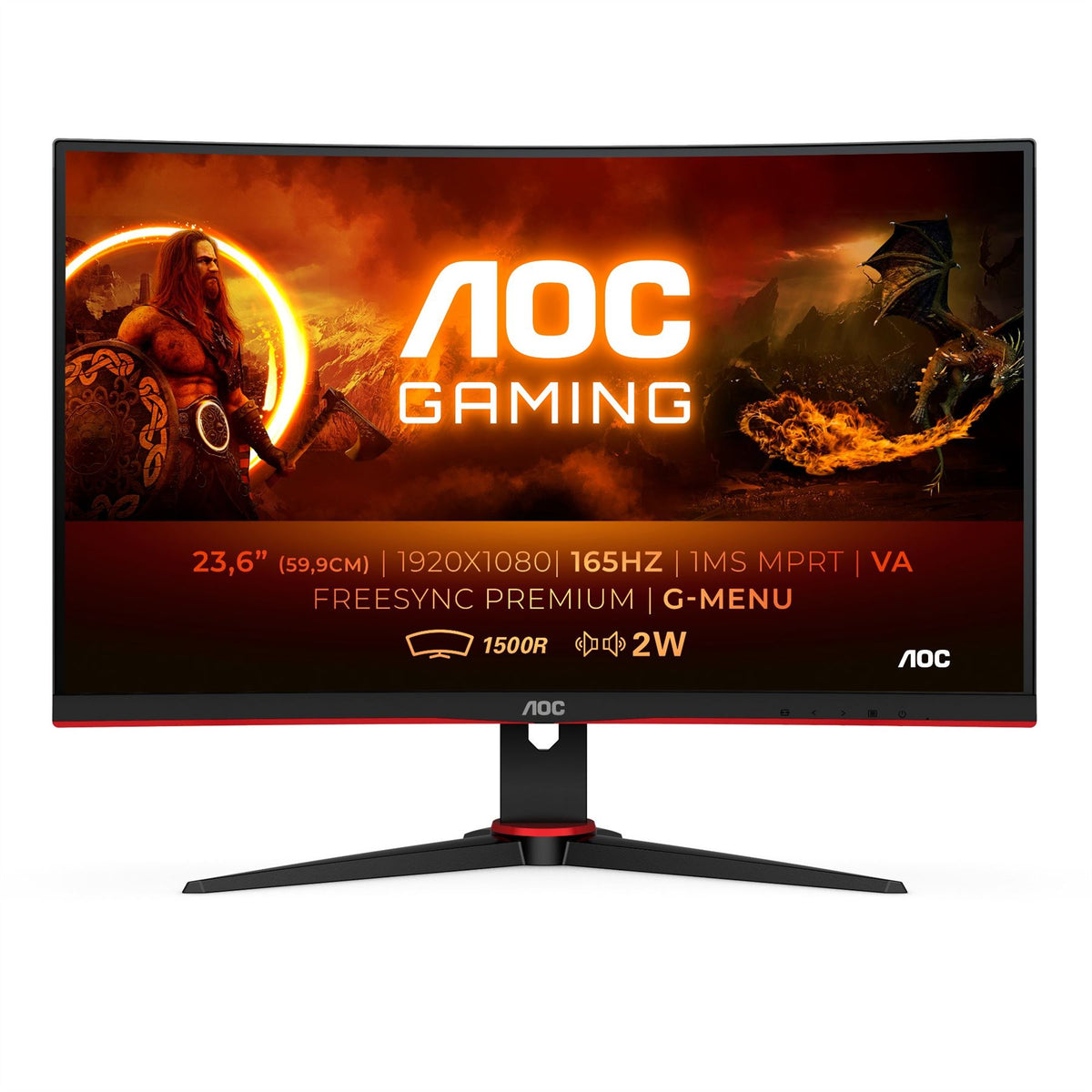 AOC G2 C24G2AE/BK Computer Monitor 59.9 cm (23.6&quot;) 1920 x 1080 pixels Full HD LED Black, Red