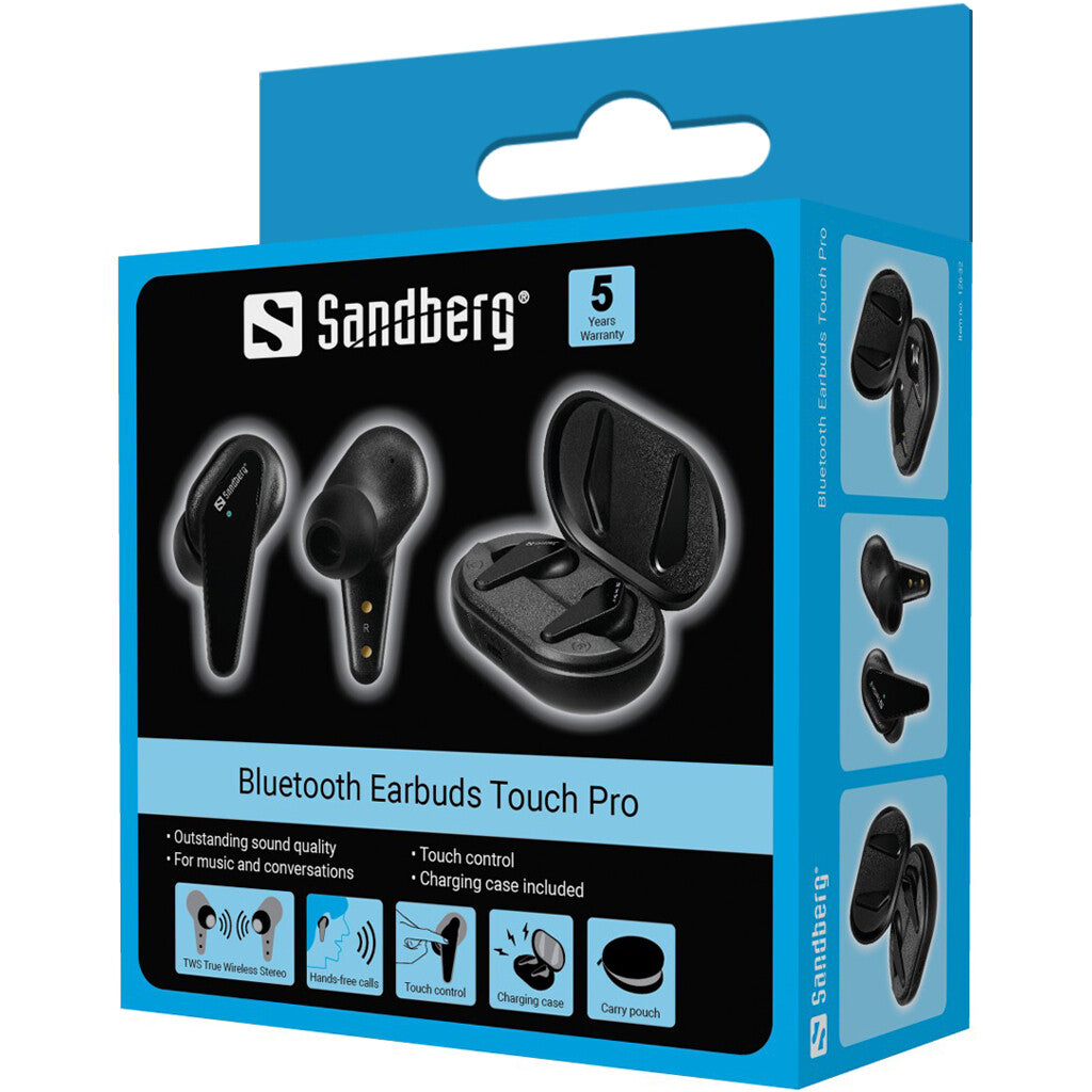 Sandberg Touch Pro - Wireless In-Ear Bluetooth Earbuds in Black
