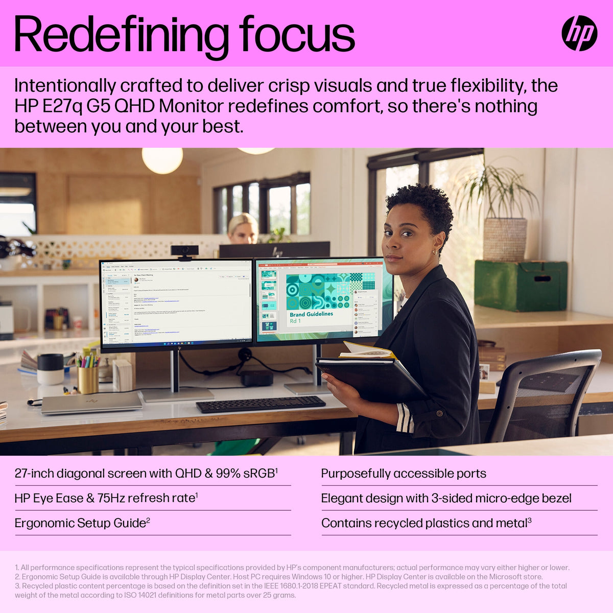 HP E27Q G5 - 68.6 cm (27&quot;) - 2560 x 1440 pixels Quad HD LCD Monitor