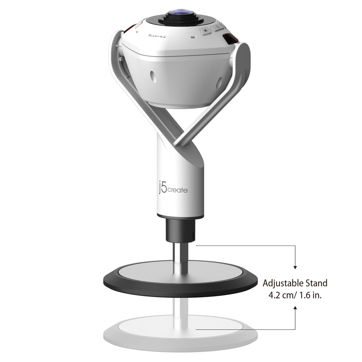 j5create JVU368 - USB Wired 360° AI-Powered 1080p Webcam with Speakerphone
